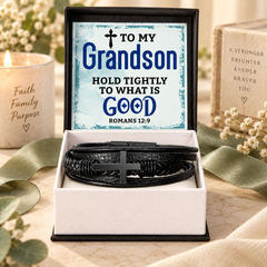 Hold Tightly - Cross Leather Bracelet