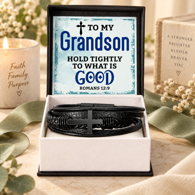 Hold Tightly - Cross Leather Bracelet