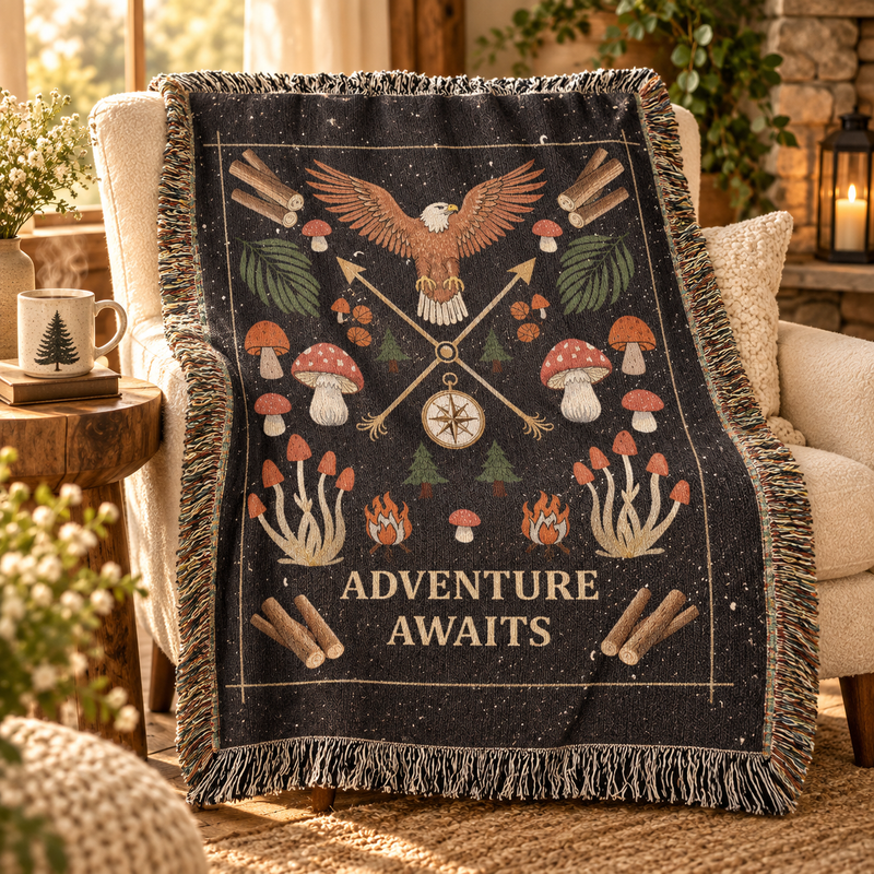 Adventure Awaits - Woven Blanket