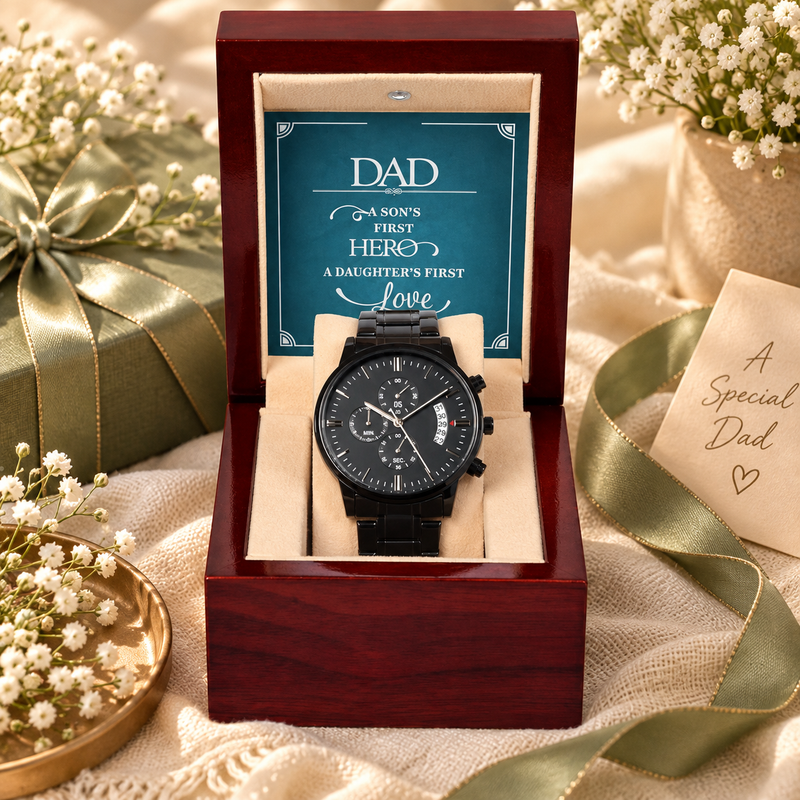 A Son's First Hero - Black Chronograph Watch